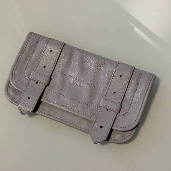Gray Lilac Leather Women's Clutch - Picture 1 of 17